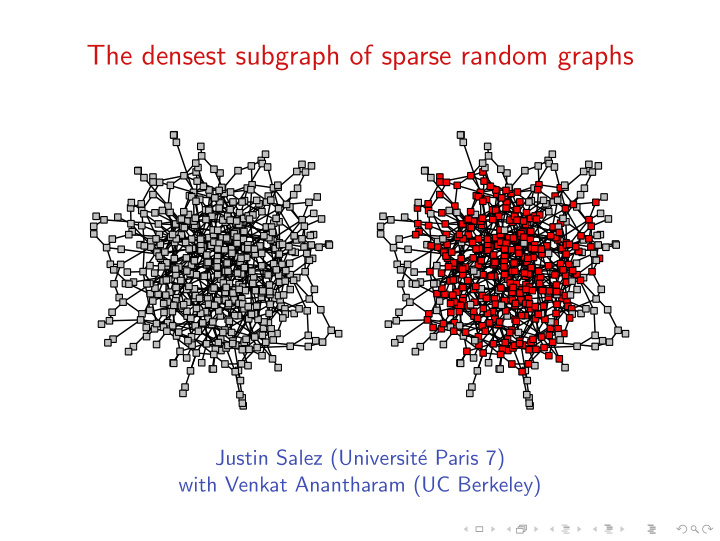 the densest subgraph of sparse random graphs