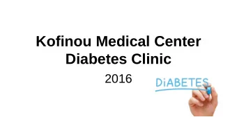 Kofinou Medical Center  Diabetes Clinic  2016  Demographic characteristics