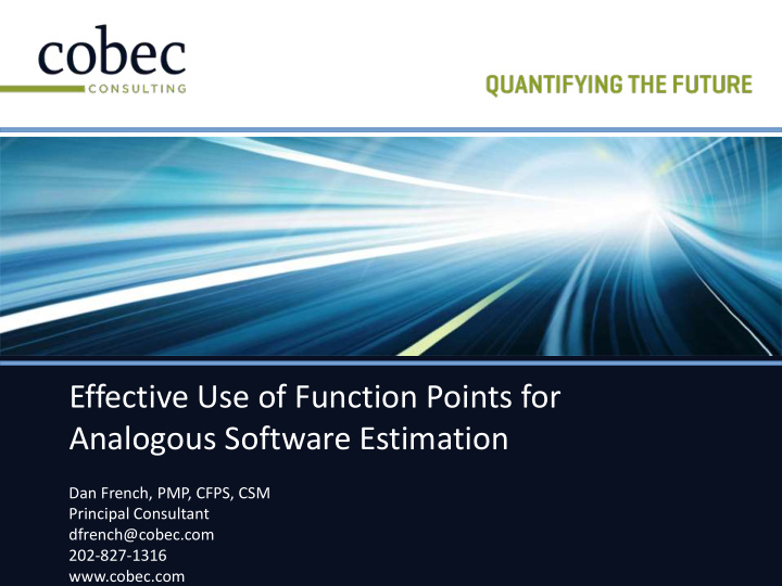 effective use of function points for analogous software