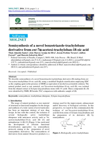 MOL2NET  Semisynthesis of a novel benzotriazole-trachylobane derivative from ent -7