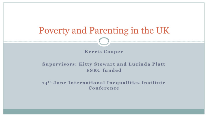 poverty and parenting in the uk