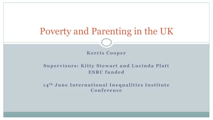 poverty and parenting in the uk