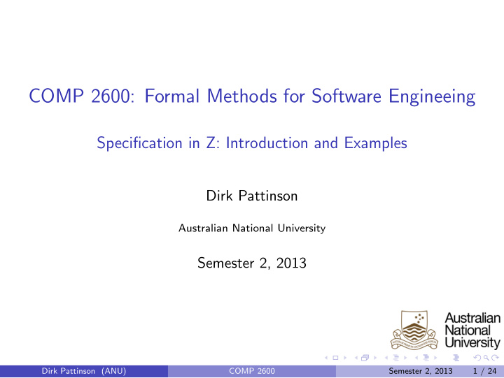 comp 2600 formal methods for software engineeing