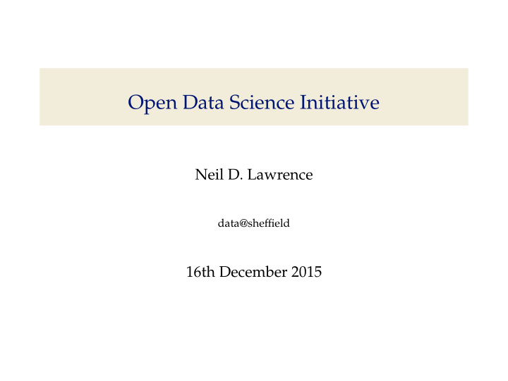 open data science initiative