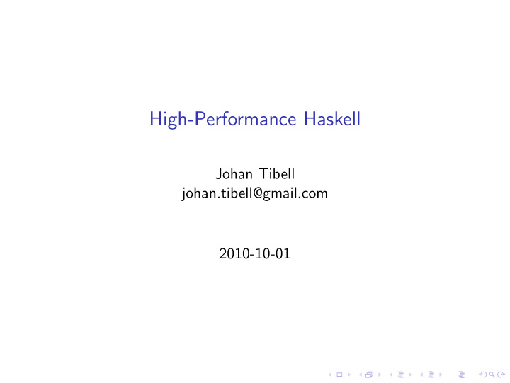 high performance haskell
