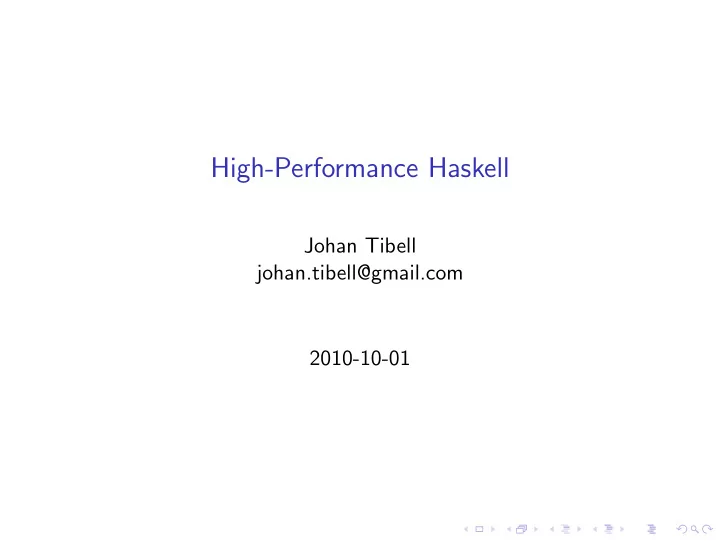 high performance haskell