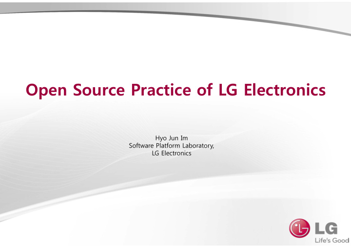 open source practice of lg electronics