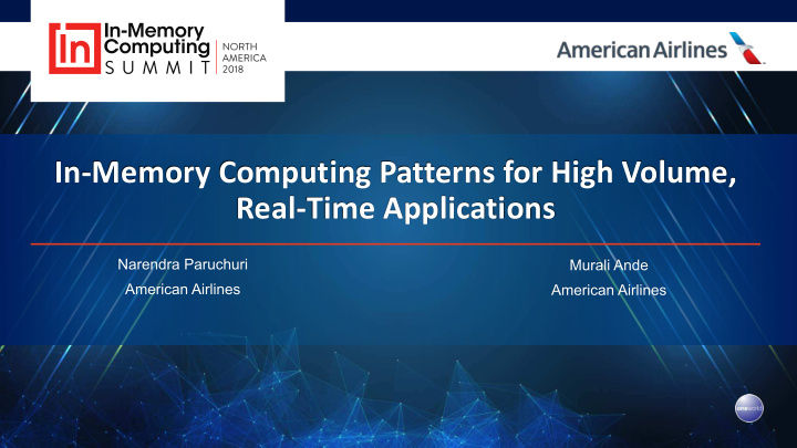 in memory computing patterns for high volume real time