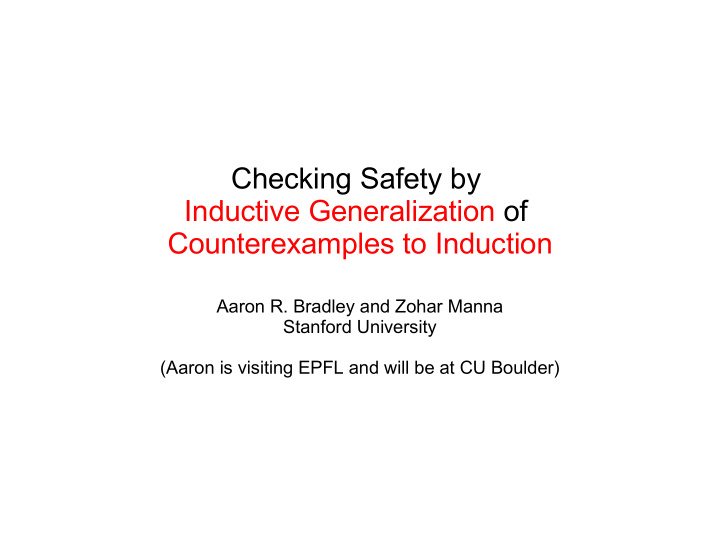 checking safety by inductive generalization of