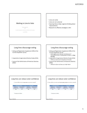Waiting in Line to Vote  Queuing theory helps organize thinking about  improvements Charles