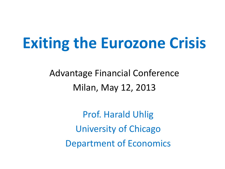 exiting the eurozone crisis