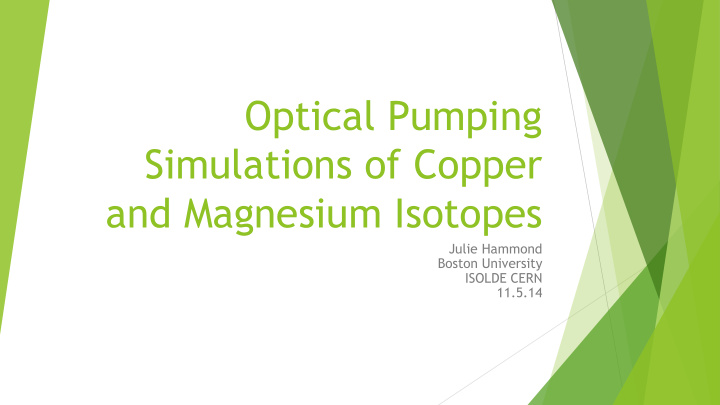 optical pumping simulations of copper