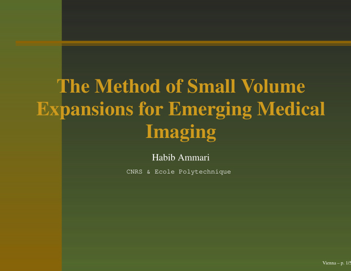 the method of small volume expansions for emerging