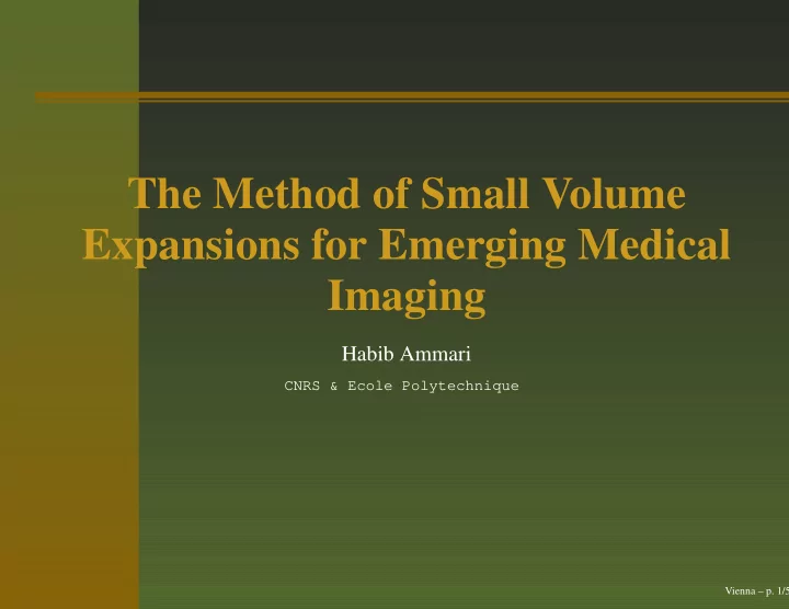 the method of small volume expansions for emerging