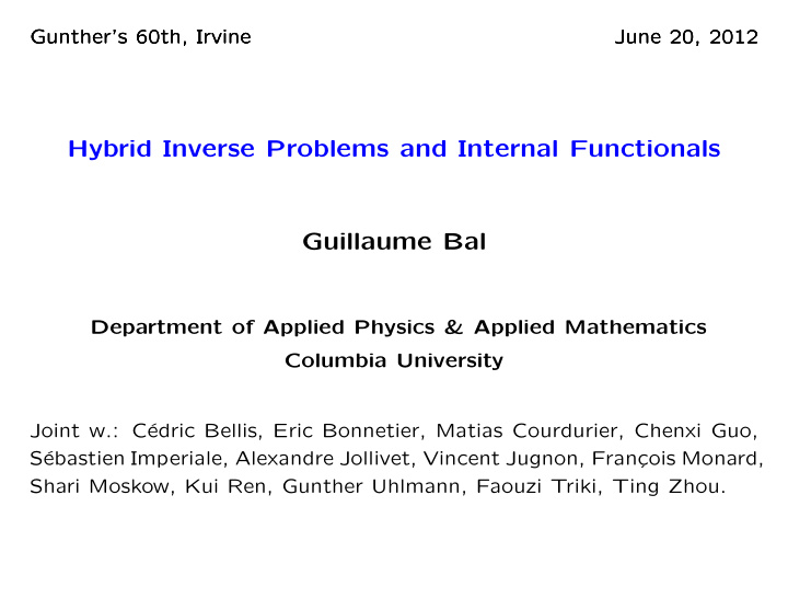 hybrid inverse problems and internal functionals