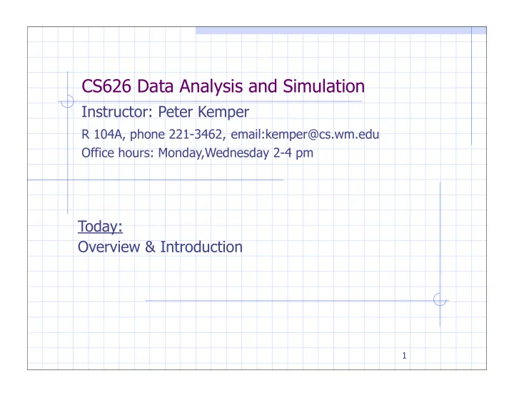 cs626 data analysis and simulation