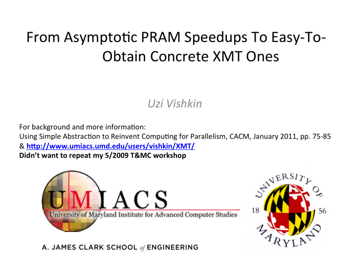 from asympto c pram speedups to easy to obtain concrete