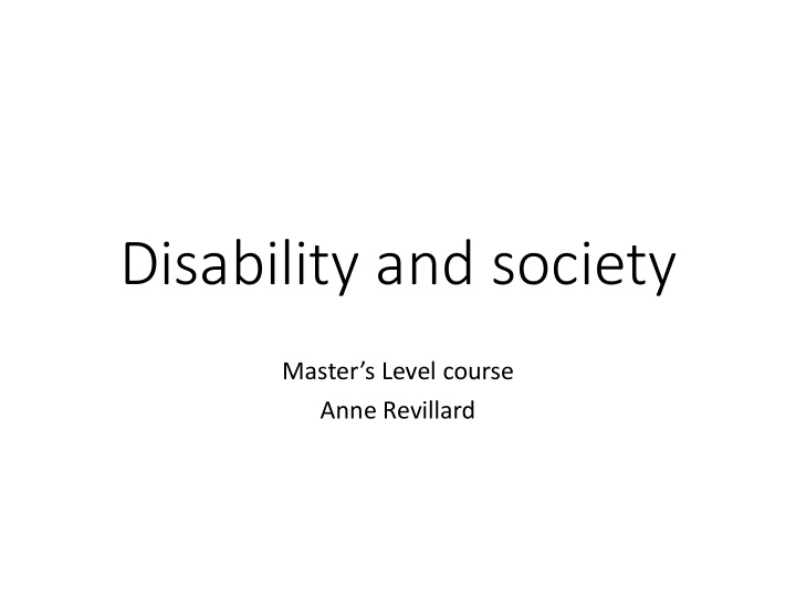 disability and society