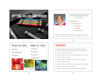 BEYOND MAJOR AND MINOR 21 st -Century Elementary Music Textbooks  by Diane M. Lange  Expanding