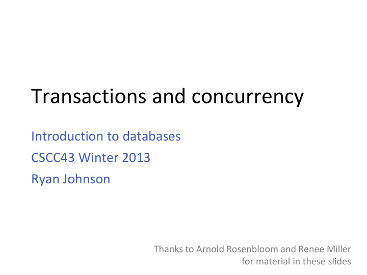 transactions and concurrency