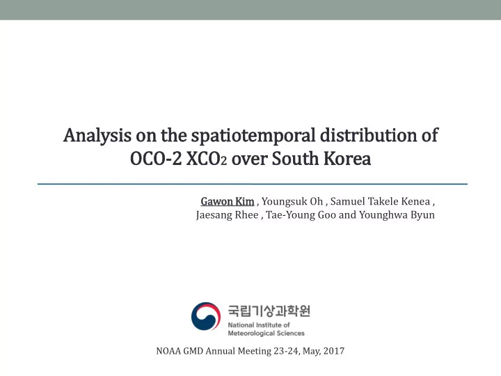 analysis on the spatiotemporal dis istribution of f oco 2