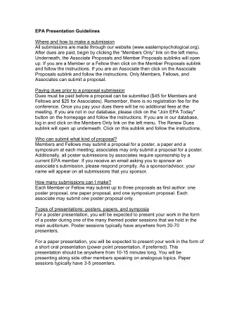 EPA Presentation Guidelines  Where and how to make a submission  All submissions are made through