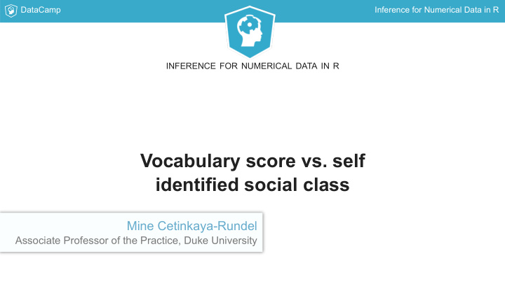 vocabulary score vs self identified social class
