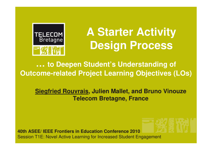 a starter activity design process