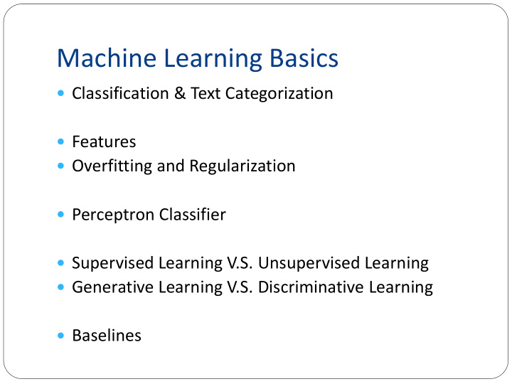 machine learning basics
