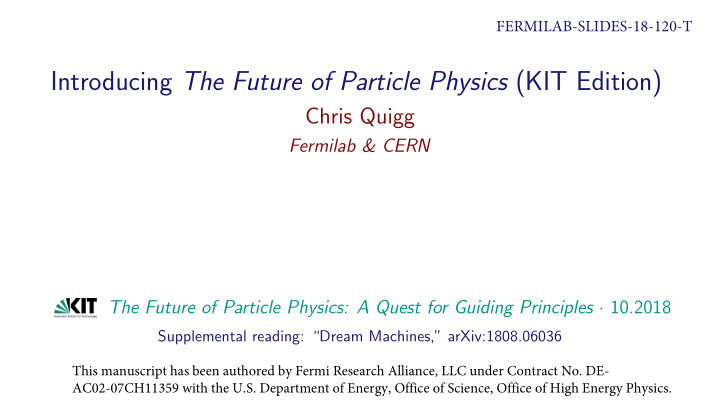 introducing the future of particle physics kit edition
