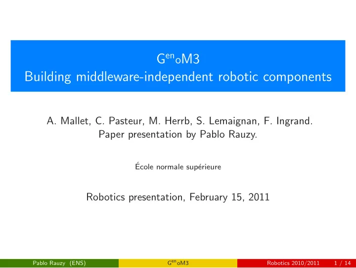 g en o m3 building middleware independent robotic