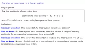 Number of solutions to a linear system  We just proved: If u 1 is a solution to a linear system
