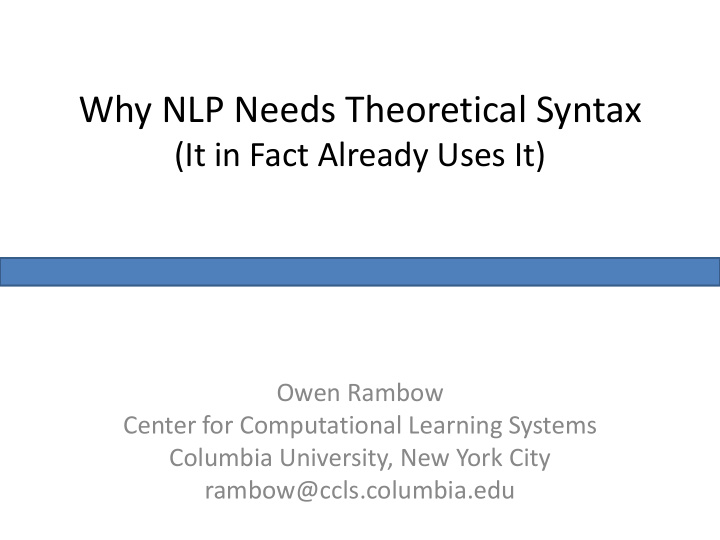 why nlp needs theoretical syntax