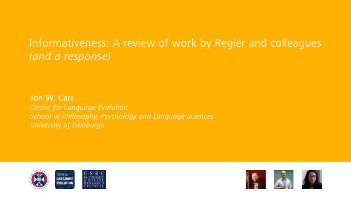 informativeness a review of work by regier and colleagues