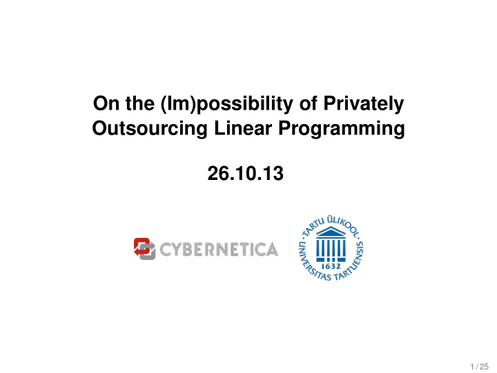 on the im possibility of privately outsourcing linear