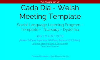 Cada Da - Welsh  Meeting Template  Social Language Learning Program - Template - Thursday - Dydd