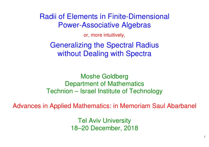 radii of elements in finite dimensional power associative