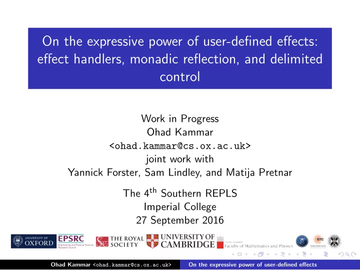 on the expressive power of user defined effects effect