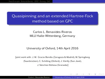 Quasipinning and an extended Hartree-Fock  method based on GPC  Carlos L. Benavides-Riveros  MLU