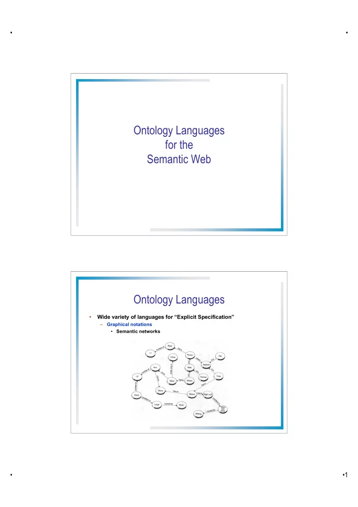 ontology languages for the semantic web ontology languages