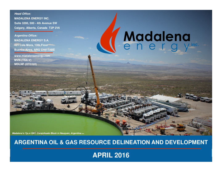 argentina office madalena energy s a