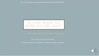 IS HOME WHERE THE  WORD VECTORS LEAD?   A Corpus-based Diachronic Study of Jia  Pei-Yi