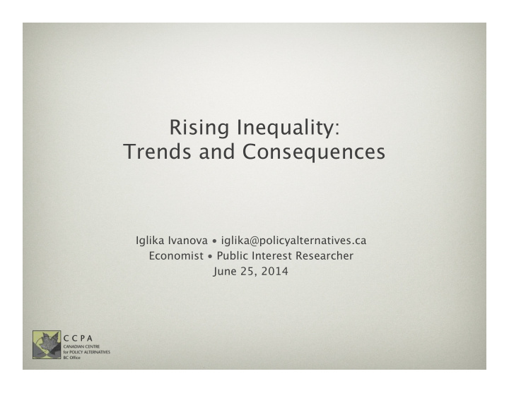 rising inequality trends and consequences