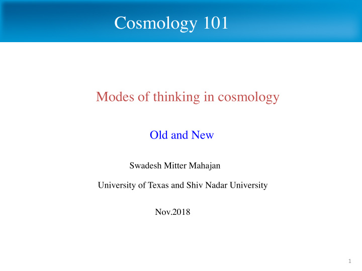 cosmology 101