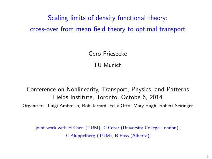 scaling limits of density functional theory cross over