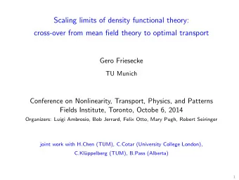 Scaling limits of density functional theory:  cross-over from mean field theory to optimal