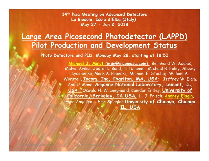 large area picosecond photodetector lappd pilot
