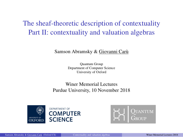 the sheaf theoretic description of contextuality part ii