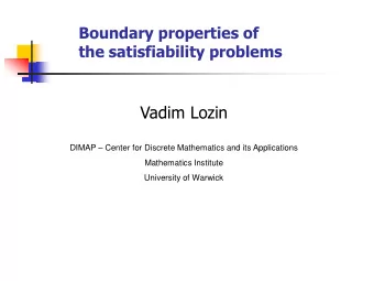 Vadim Lozin DIMAP  Center for Discrete Mathematics and its Applications  Mathematics Institute