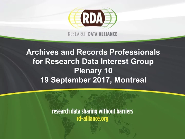 archives and records professionals for research data